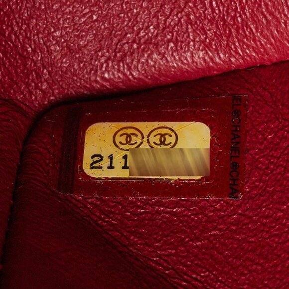 Chanel Red Chevron Quilted Lambskin Leather Classic Jumbo Double Flap Bag - Picture 9 of 9